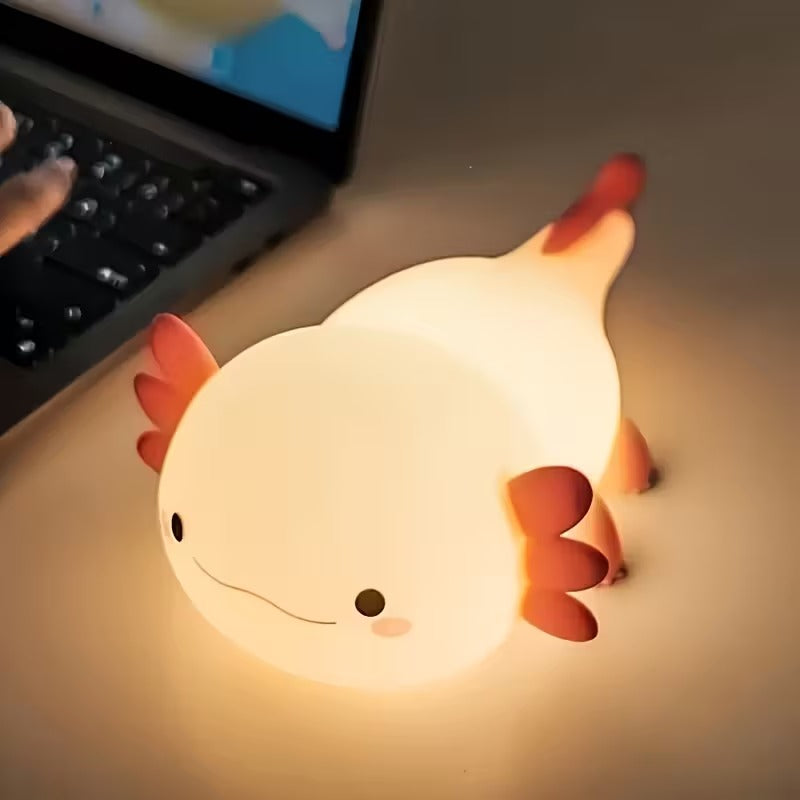 Lámpara Axolote Nocturna – Luz Cálida o Multicolor Recargable USB
