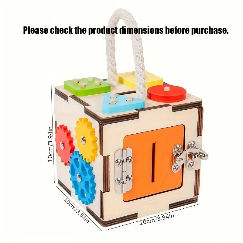 Cubo Sensorial Montessori 6 en 1 – Madera Didáctico Multicolor