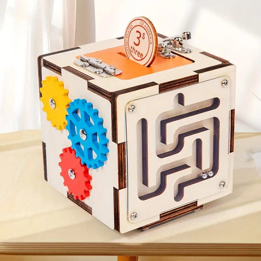 Cubo Sensorial Montessori 6 en 1 – Madera Didáctico Multicolor