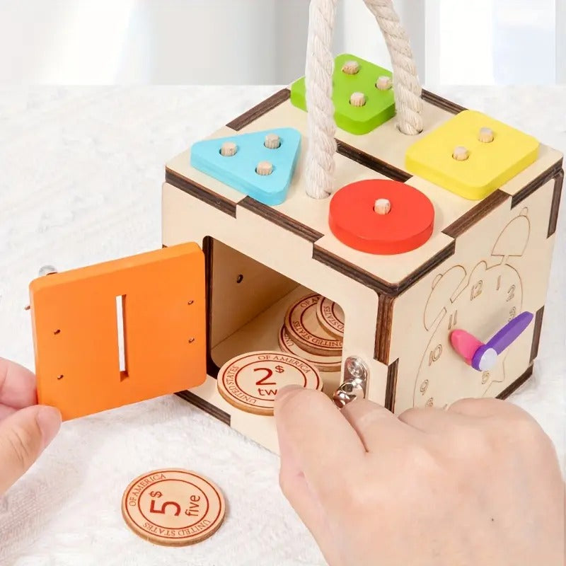 Cubo Sensorial Montessori 6 en 1 – Madera Didáctico Multicolor