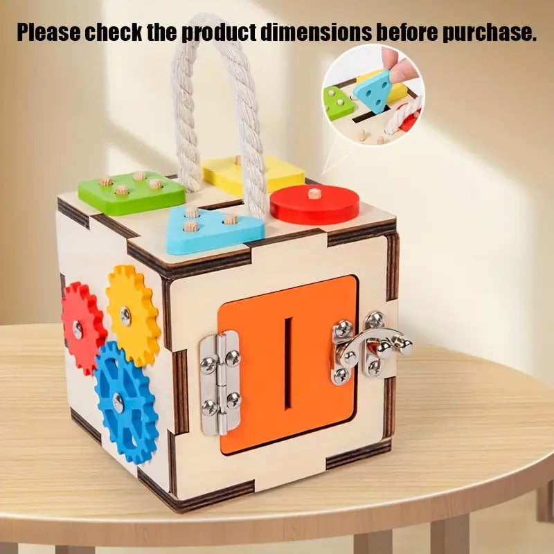 Cubo Sensorial Montessori 6 en 1 – Madera Didáctico Multicolor