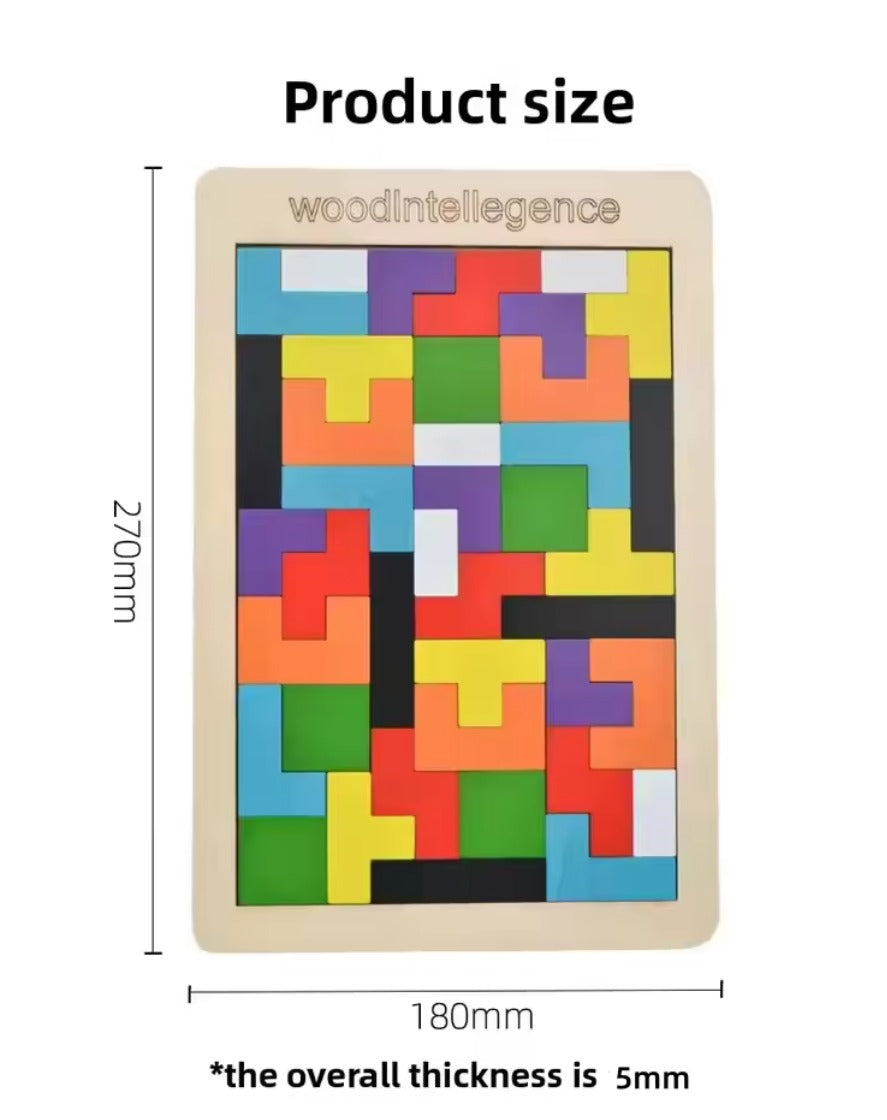 Rompecabezas Lógico de Madera – Inteligencia y Formas tipo Tetris