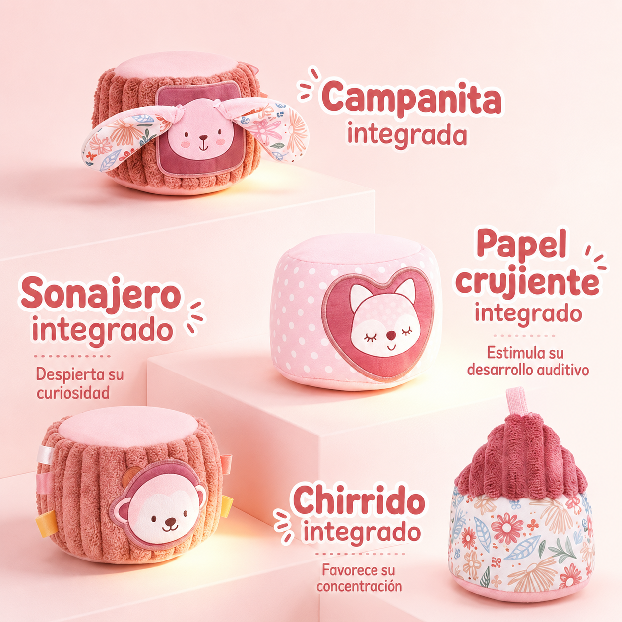 Torre de Apilamiento Sensorial – Bloques suaves para bebé