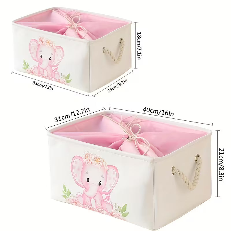 Caja de Almacenamiento Plegable Elefante Rosa – Organizador Infantil de Gran Capacidad