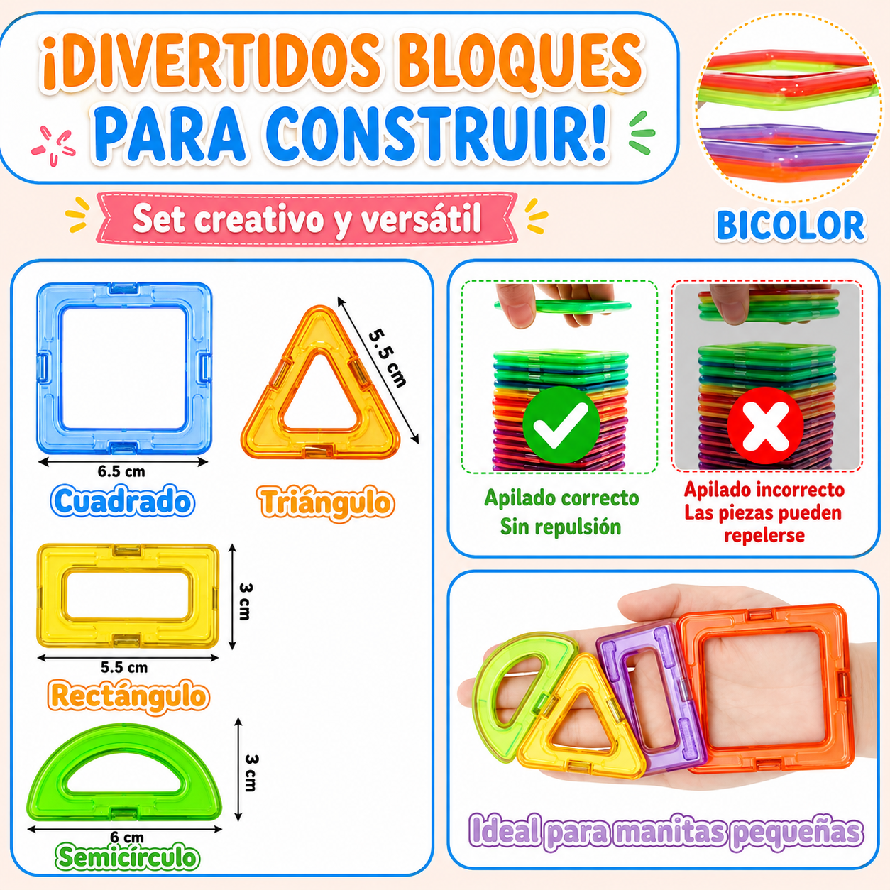 Bloques Magnéticos 48 Piezas – Construcción educativa STEM