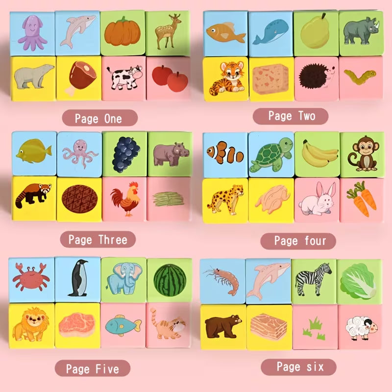 🧩 Juego de Emparejamiento de Animales de Madera – Memoria y Lógica Infantil