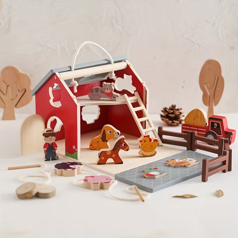 Gran Granja Didáctica de Madera – Animales & Emparejamiento 3 en 1