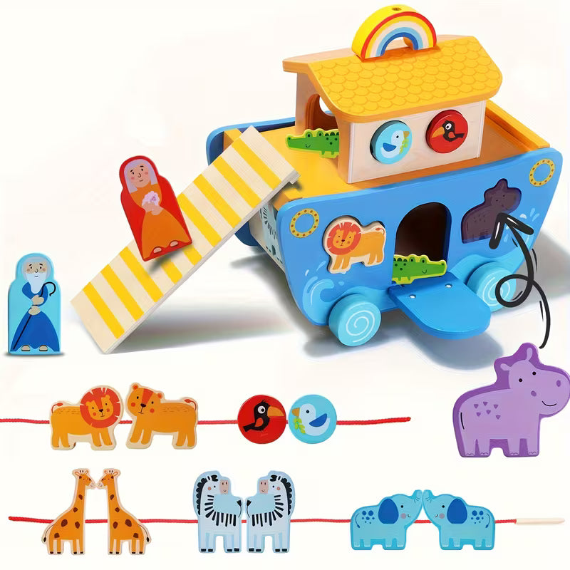 Arca de Animales Montessori – Juego Didáctico 6 en 1 de Madera