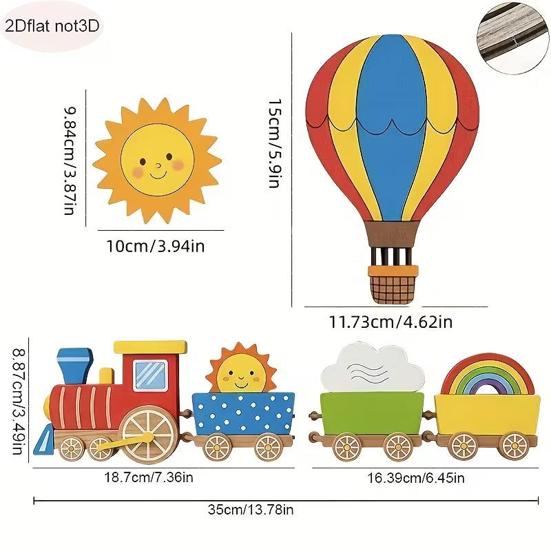 Decoración de Tren y Globo – Móvil decorativo de madera