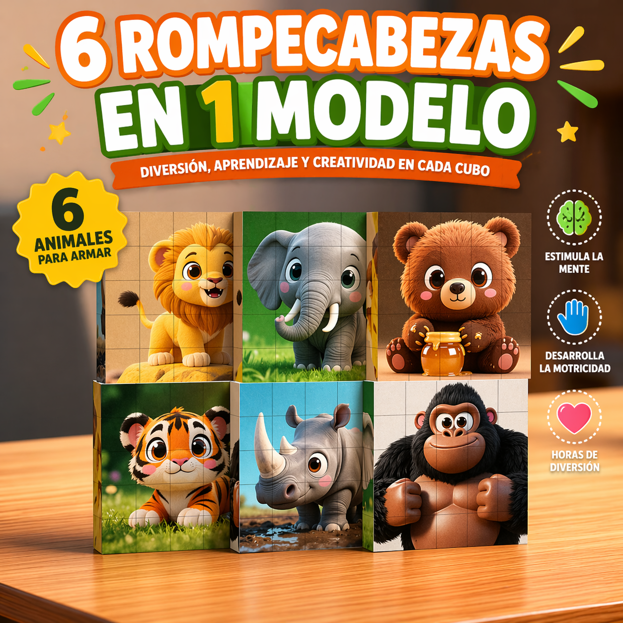 Bloques Magnéticos 25 Piezas – Animales Creativos Montessori