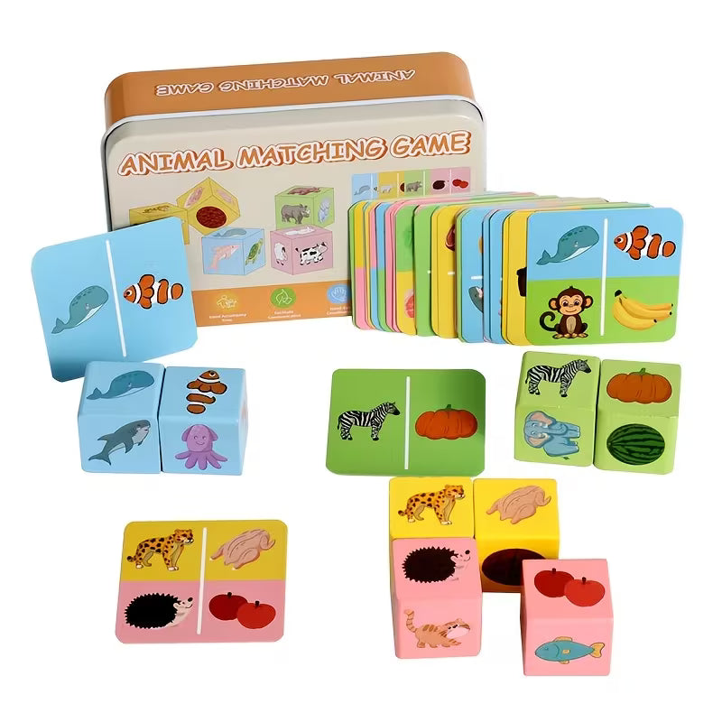 🧩 Juego de Emparejamiento de Animales de Madera – Memoria y Lógica Infantil