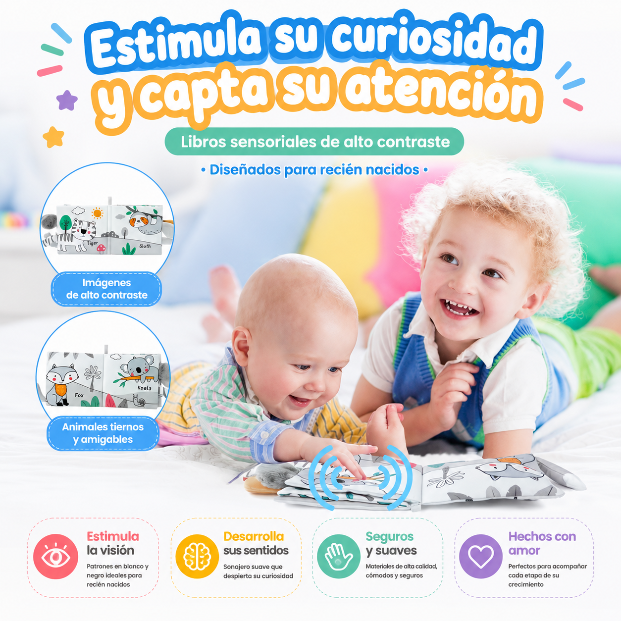 Libro de Tela Elefante 3D – Juguete sensorial para bebé