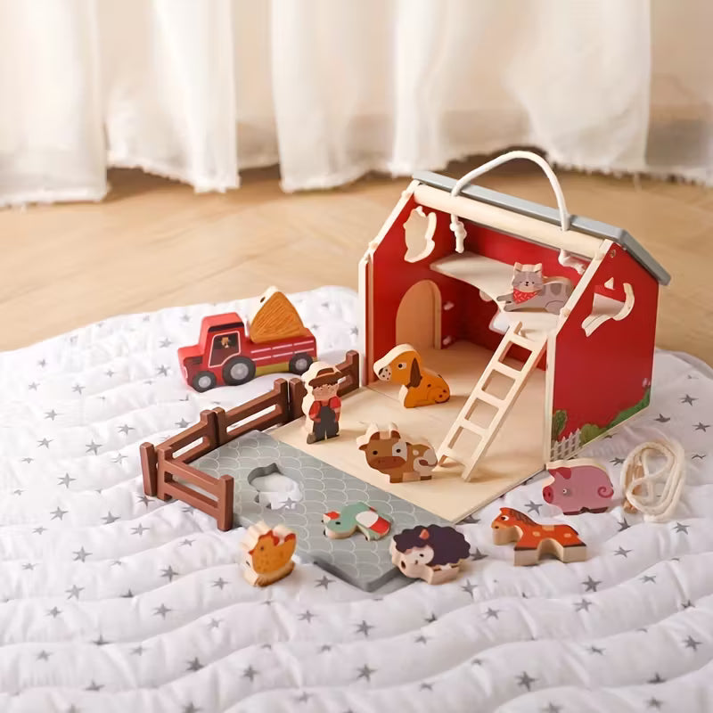 Gran Granja Didáctica de Madera – Animales & Emparejamiento 3 en 1