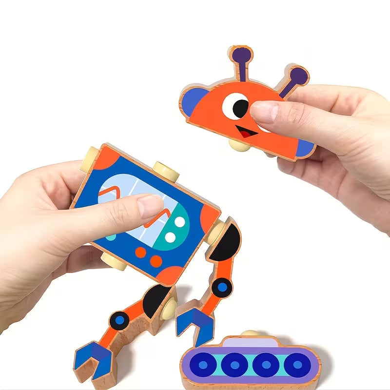 Robots 3D de Madera STEM – Puzzle Didáctico para Armar y Jugar