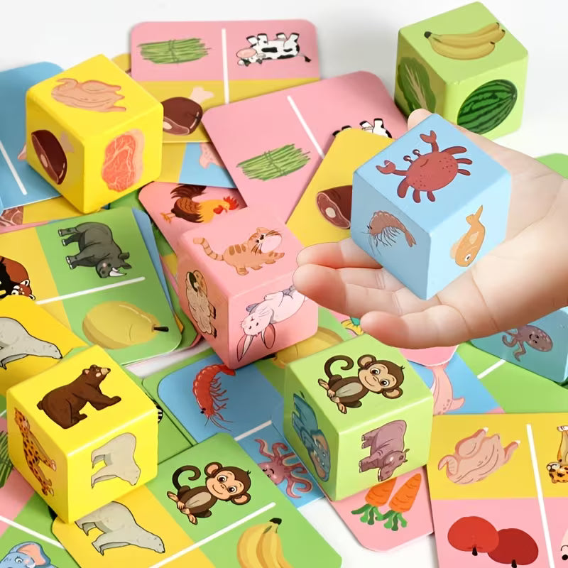 🧩 Juego de Emparejamiento de Animales de Madera – Memoria y Lógica Infantil