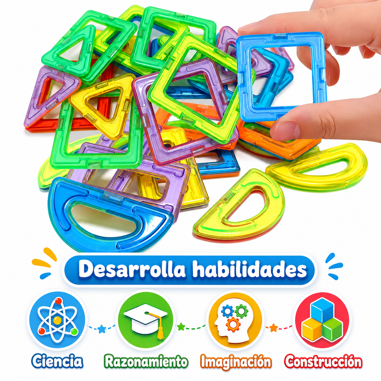 Bloques Magnéticos 48 Piezas – Construcción educativa STEM