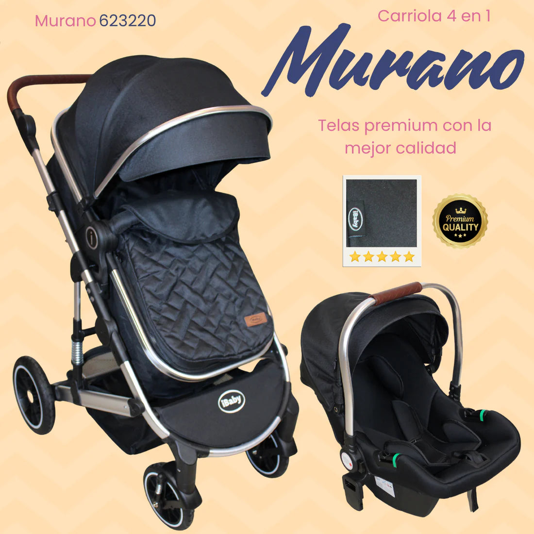 Carriola Murano 4 en 1 iBaby – Travel System Premium
