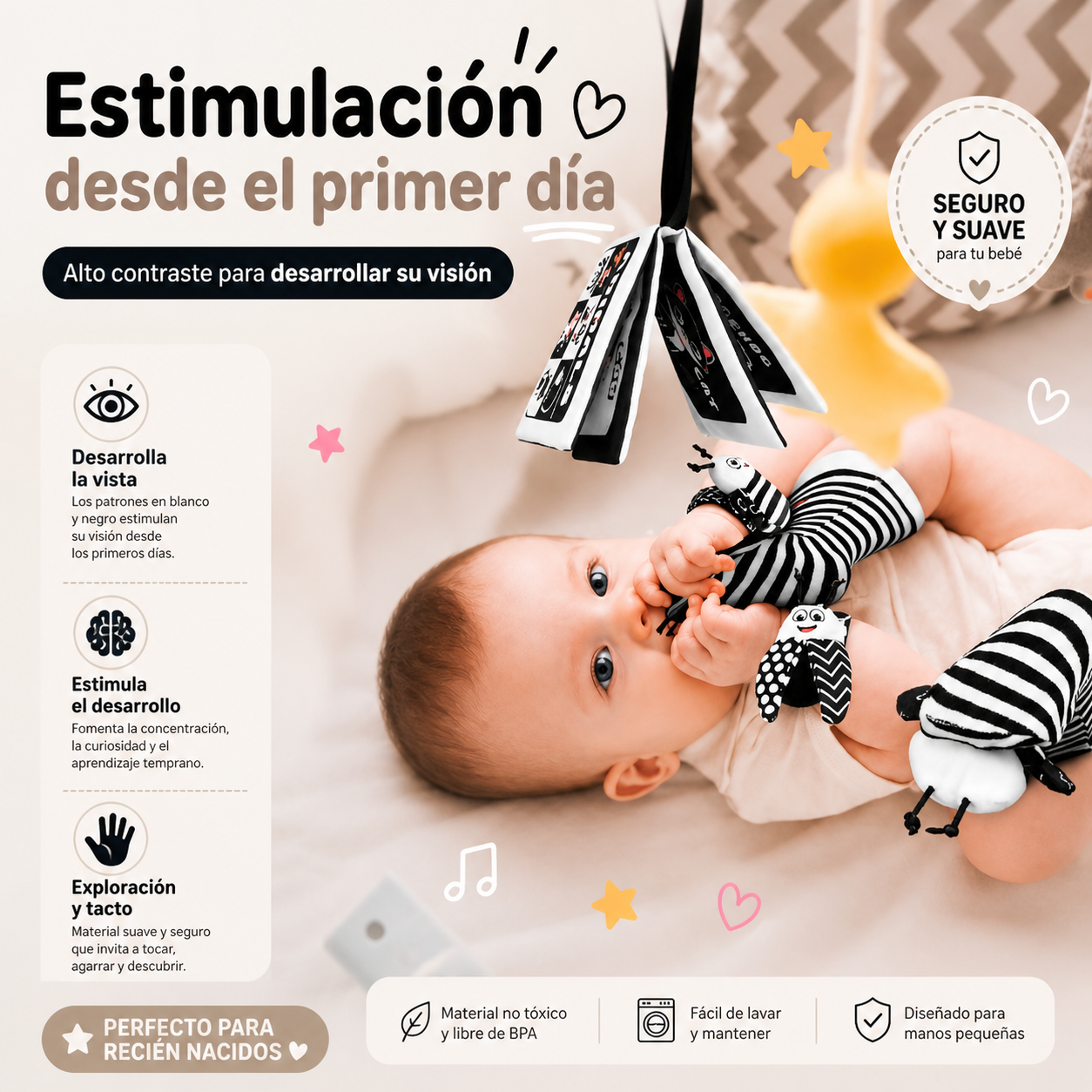 Calcetines y Muñequeras Sensoriales – Estimulación visual bebé