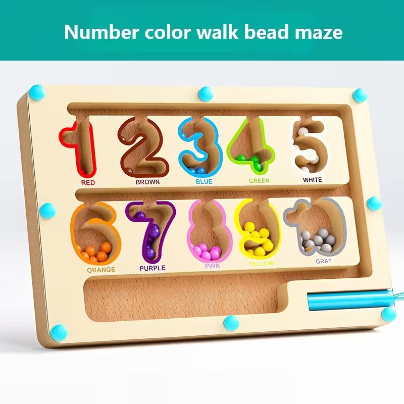 Laberinto Magnético Educativo de Madera – Colores, Números y Dinosaurios
