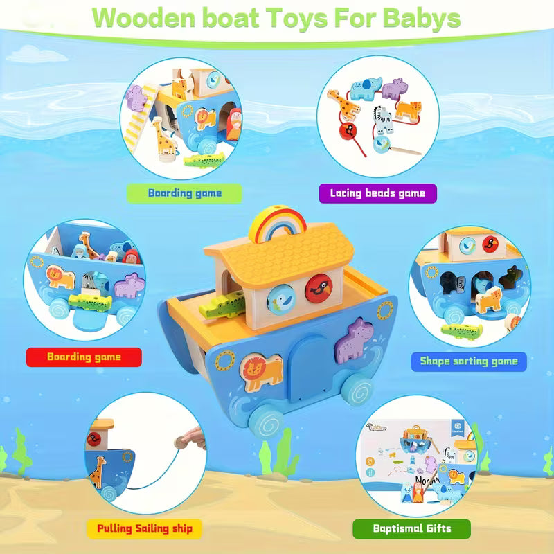 Arca de Animales Montessori – Juego Didáctico 6 en 1 de Madera