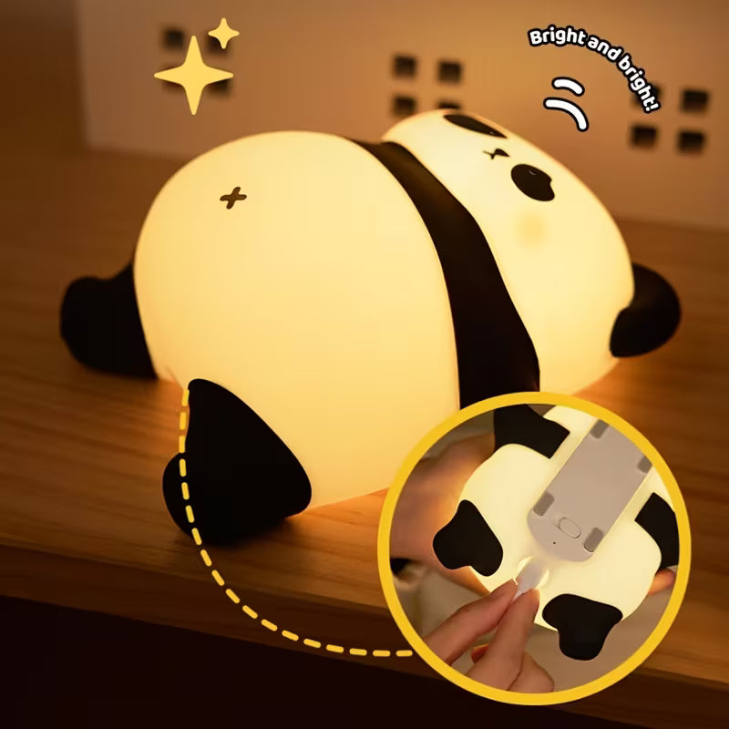 Lámpara Panda Nocturna – Silicona Suave Recargable USB 3 Niveles