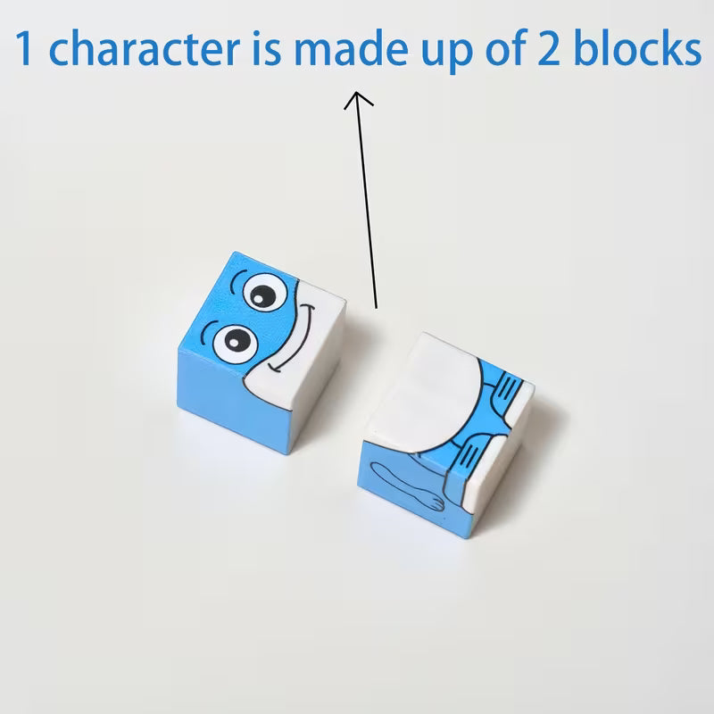 BlockFaces Creativos – Set de Personajes Combinables de Madera (16 o 40 Piezas)