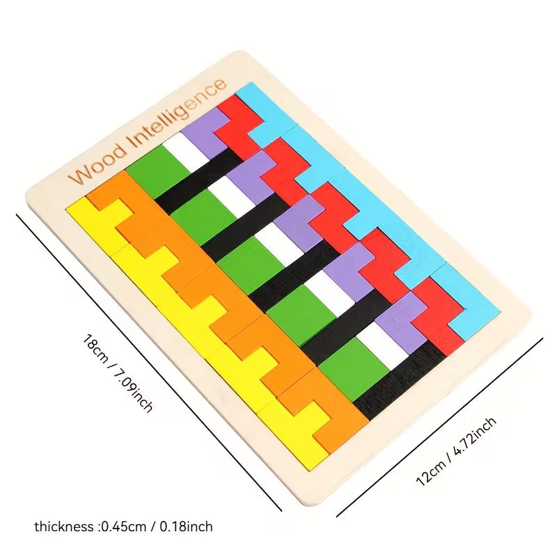 Rompecabezas Lógico de Madera – Inteligencia y Formas tipo Tetris