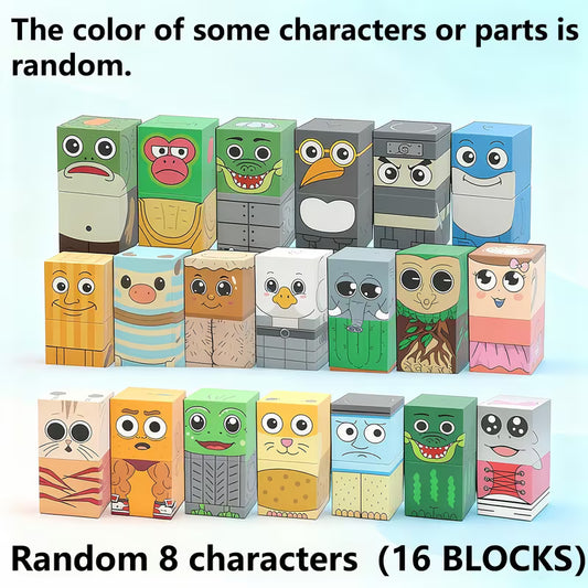 BlockFaces Creativos – Set de Personajes Combinables de Madera (16 o 40 Piezas)