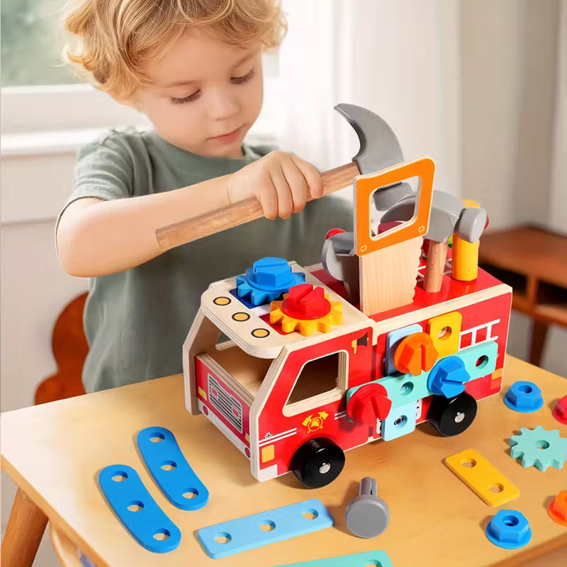 Camión Bombero Constructor de Madera – Juego de Herramientas Didáctico