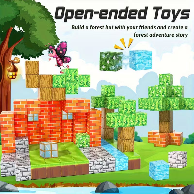 Bloques Magnéticos PixelCraft – Set de Construcción Tipo Cubos (100 pcs)