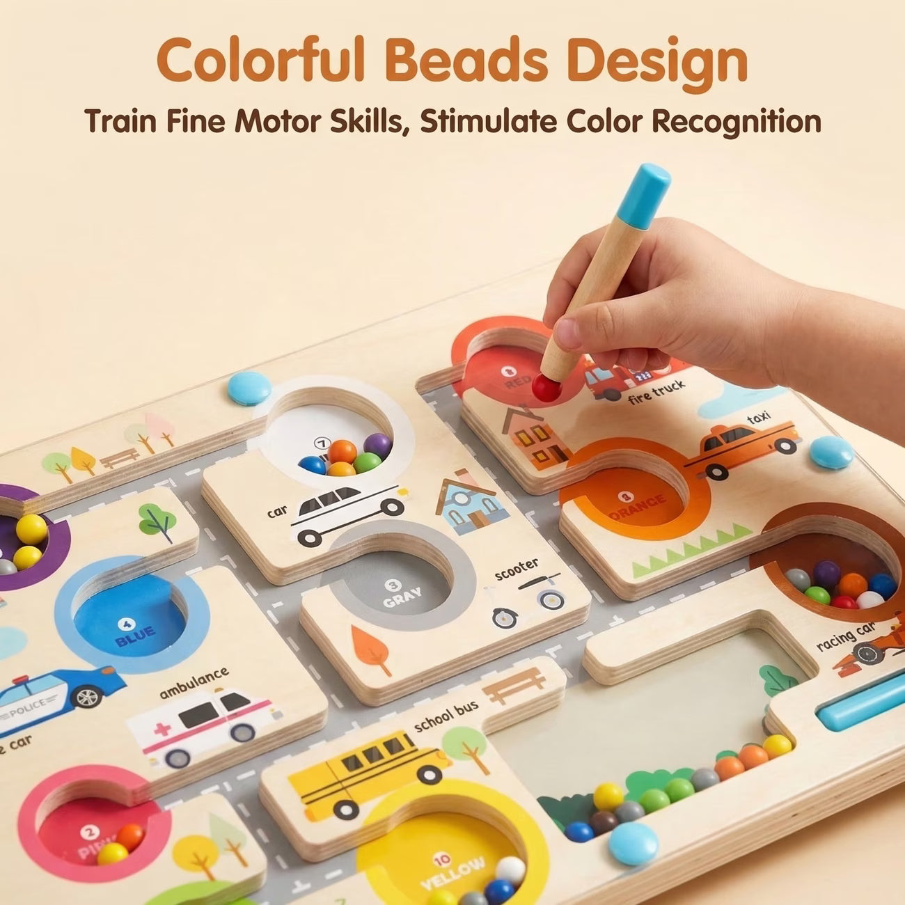 Laberinto Magnético Educativo de Madera – Colores, Números y Dinosaurios