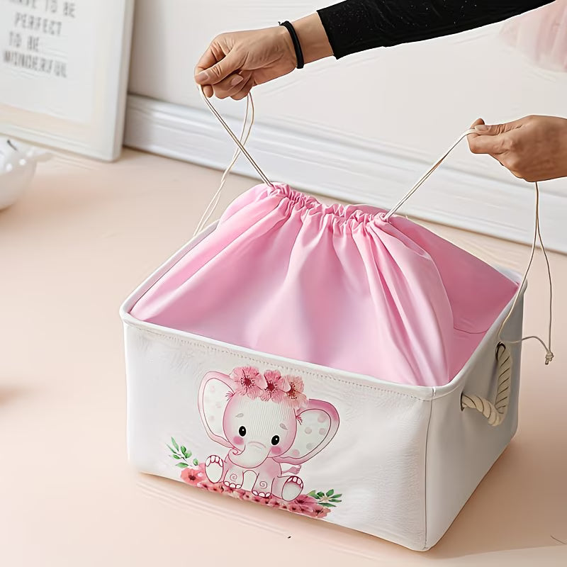 Caja de Almacenamiento Plegable Elefante Rosa – Organizador Infantil de Gran Capacidad