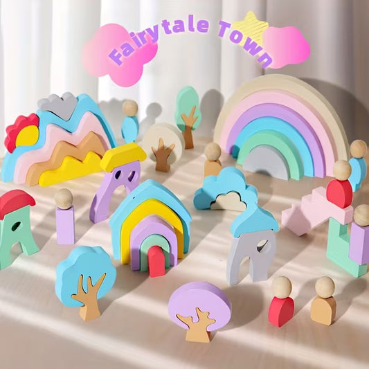 Ciudad Arcoíris Montessori de Madera – Juego Creativo