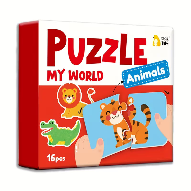 Rompecabezas de 2 Piezas Montessori – Animales, Frutas y Vehículos